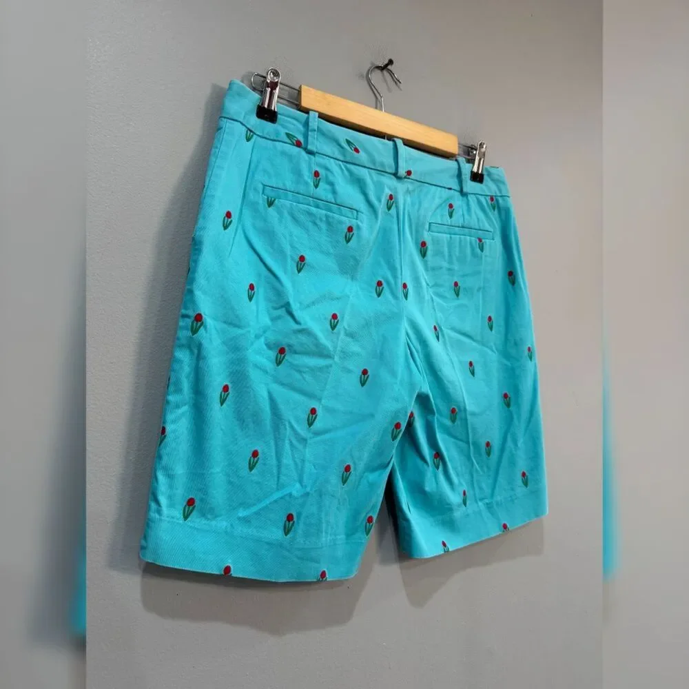 Blue Talbots Tulip Design Chino Shorts Size 6P EUC